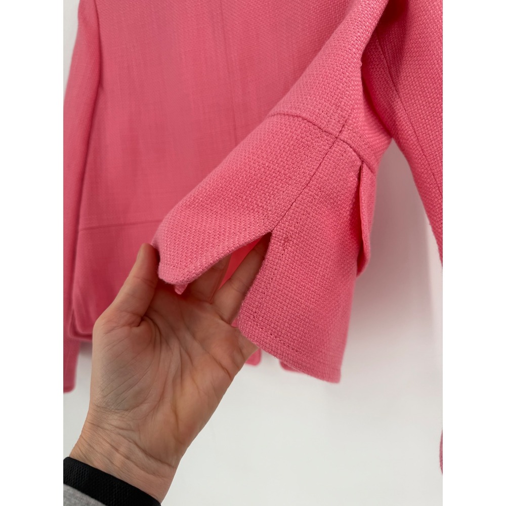 Talbots Blazer Women 12P Pink Textured Open Front Basketweave Career Barbiecore - Picture 8 of 12